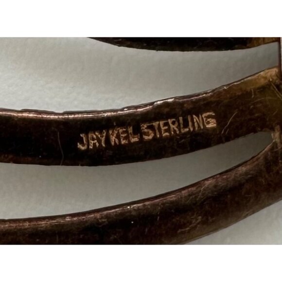 Jay Kel rose gold vermeil sterling silver aqua blue glass rhinestones brooch pin - Picture 9 of 11